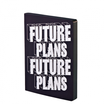 Nuuna, Notizbuch,Flex-Cover aus recyceltem Leder Seiten Punktraster,black& silver, bedruckt  Future Plans